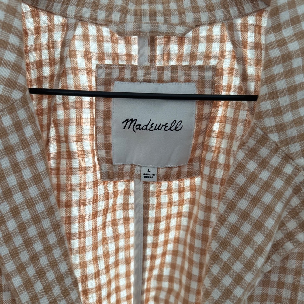 Madewell linen Dorset Blazer in Gingham check - Picture 7 of 9